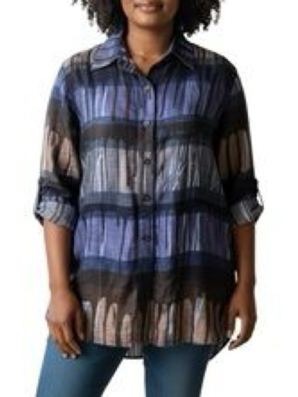 Linda Allard Ellen Tracy 100% Linen Abstract Drip Print Shirt
Blue Brown Size 8 - Picture 8 of 8